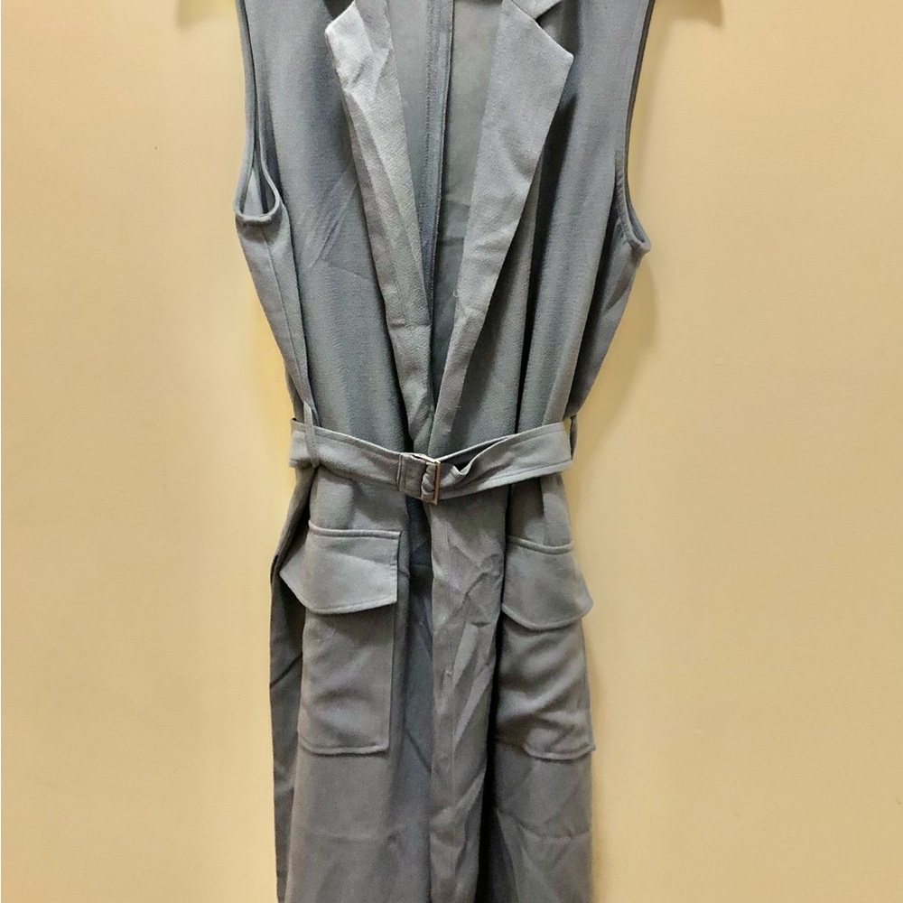 i jeans by Buffalo Blue Textured Long Blazer Vest in Grey Blue size Large